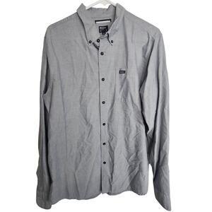 RVCA Mens Shirt Casual Skater Everyday Slim Minimalist Effortless Button L Gray
